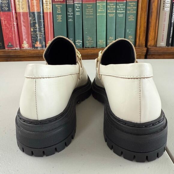 NWOT Anthropologie Ivory Lug Platform Gold Chain 7 Loafer MSRP $160 Old Money - Picture 6 of 10